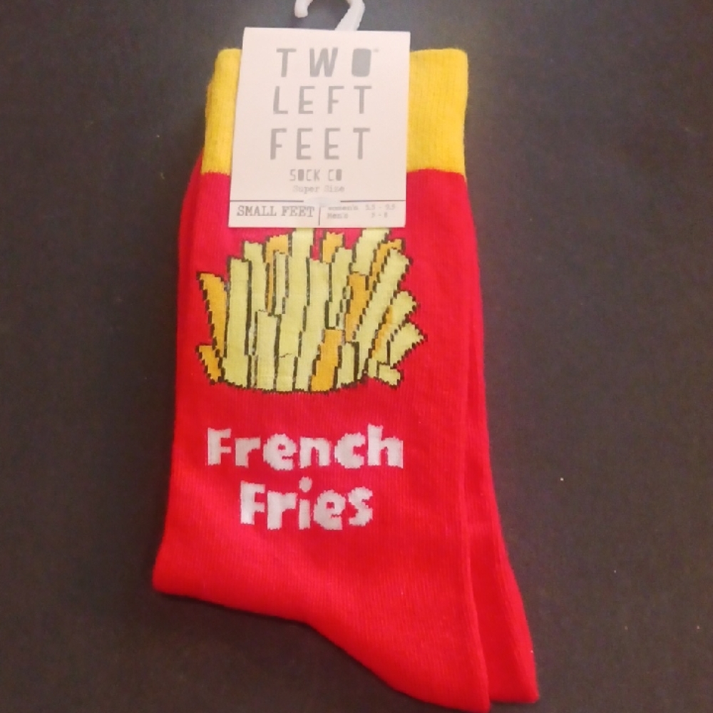 Two Left Feet Socks FRENCH FRIES Small Feet Women 5.5-9.5, Men 5-8